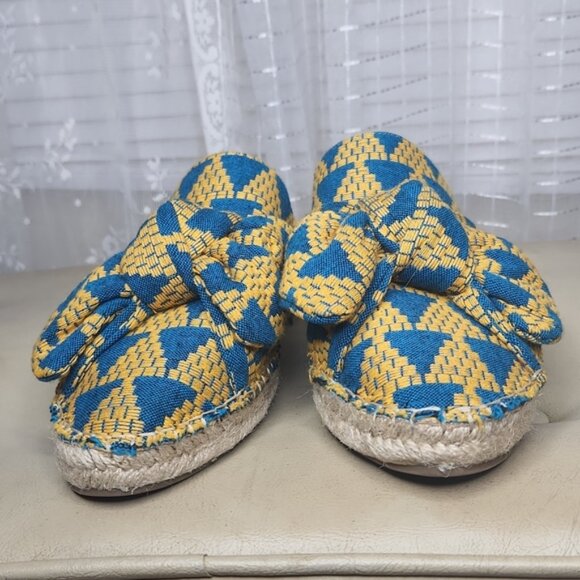 Sam Edelman Wax Cloth African Geometric Pattern Platform Espadrille Mules Sz8.5 - Picture 2 of 5
